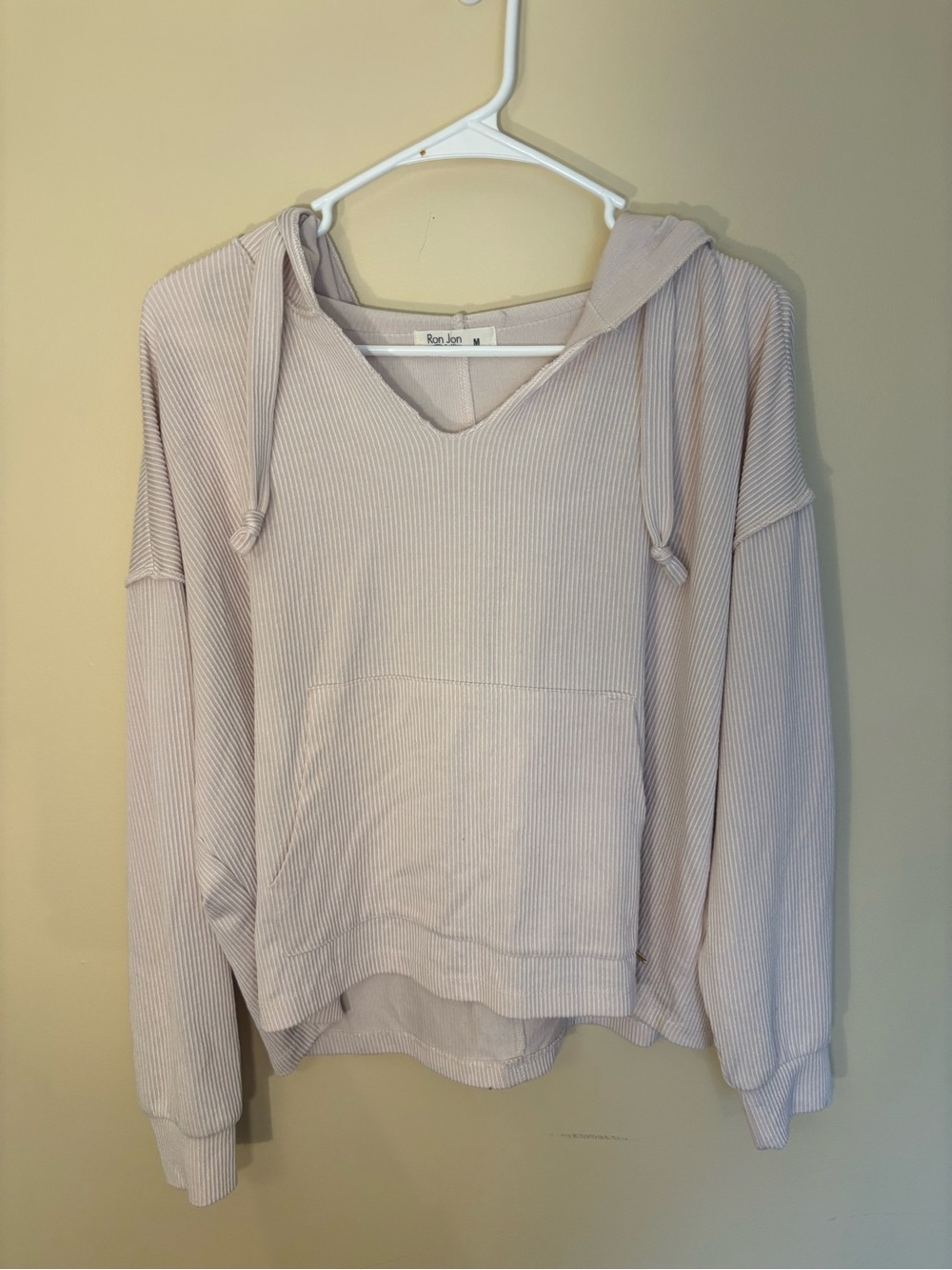 Ron Jon Light Beige Ribbed Hoodie Top